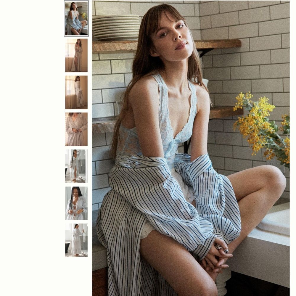 Anthropologie Striped Cotton Robe
